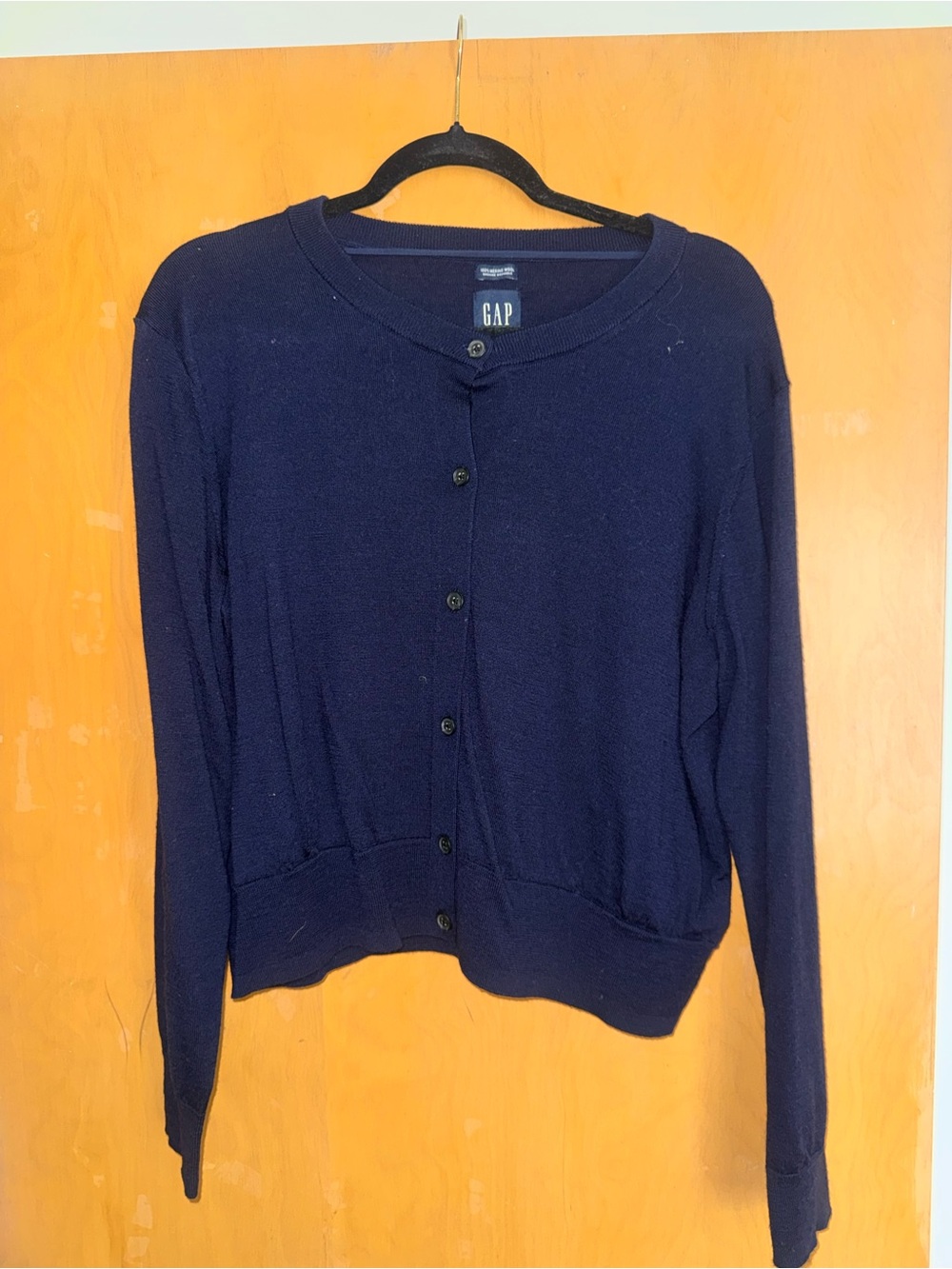 GAP Navy Blue Crewneck Button-Front Cardigan